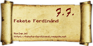 Fekete Ferdinánd névjegykártya
